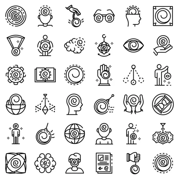 Conjunto de iconos de hipnosis, estilo de esquema — Archivo Imágenes Vectoriales