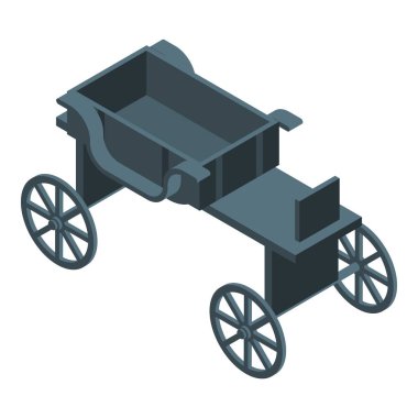 Siyah at arabası simgesi, izometrik stil