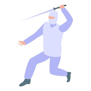 Ninja beyaz giysi simgesi, izometrik biçim