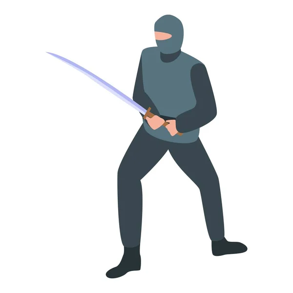 Katana ninja ikon, isometrisk stil — Stock vektor