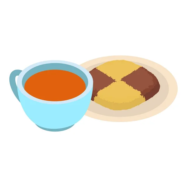 Значок чая на завтрак, изометрический стиль — стоковый вектор