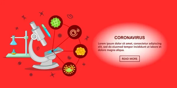 Coronavirus διάνυσμα banner στυλ κινουμένων σχεδίων — Διανυσματικό Αρχείο
