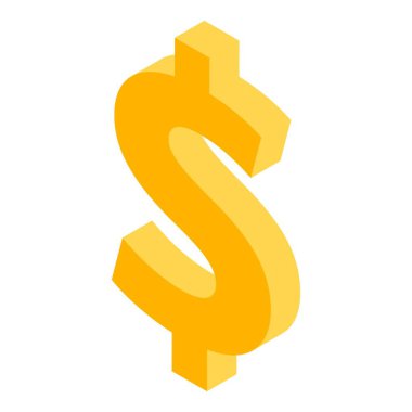 Altın dolar işareti simgesi, izometrik stil
