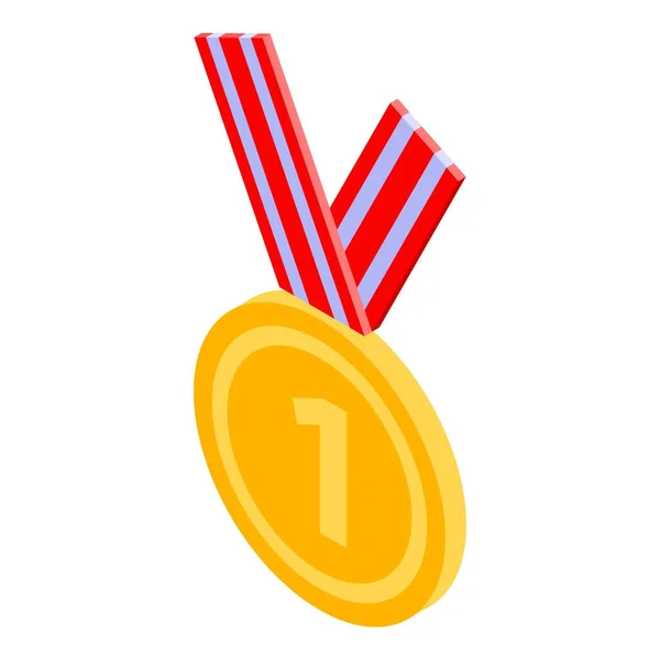Złota ikona pierwszego medalu, izometryczny styl — Wektor stockowy
