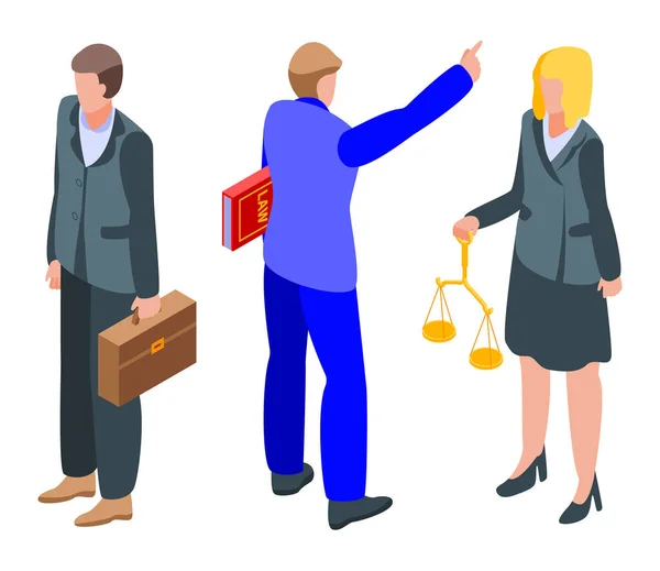 Lawyer icons set, isometric style — Stock Vector