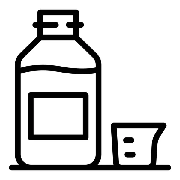 Dose syrup bottle icon, outline style — Stock Vector