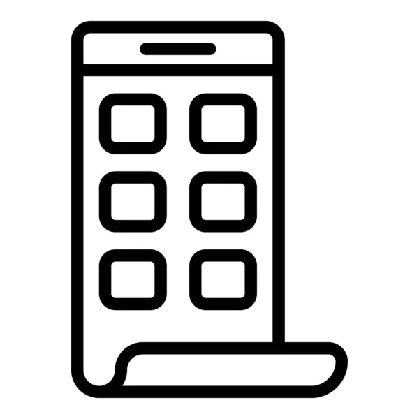 Kurven-Bildschirm Telefon-Symbol, Umriss-Stil — Stockvektor