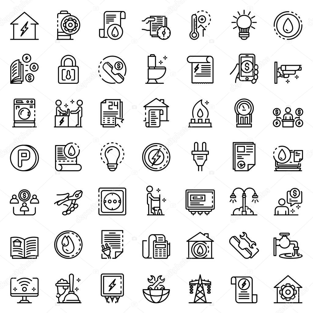 Utilities icons set, outline style