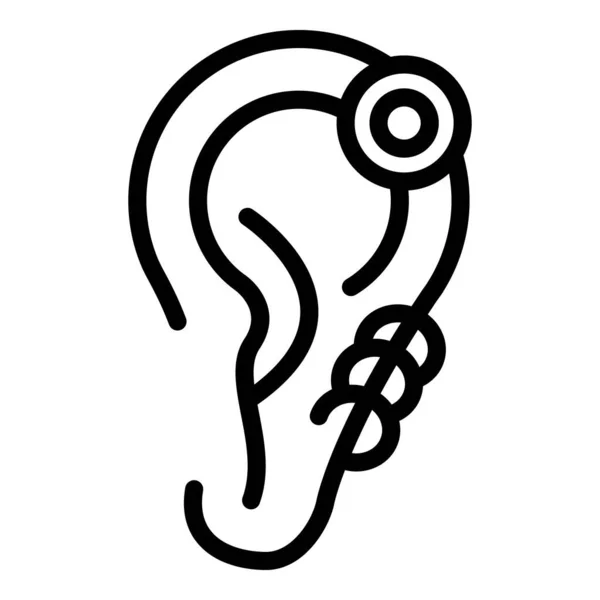 Piercing de oreja de acero icono, estilo de contorno — Vector de stock