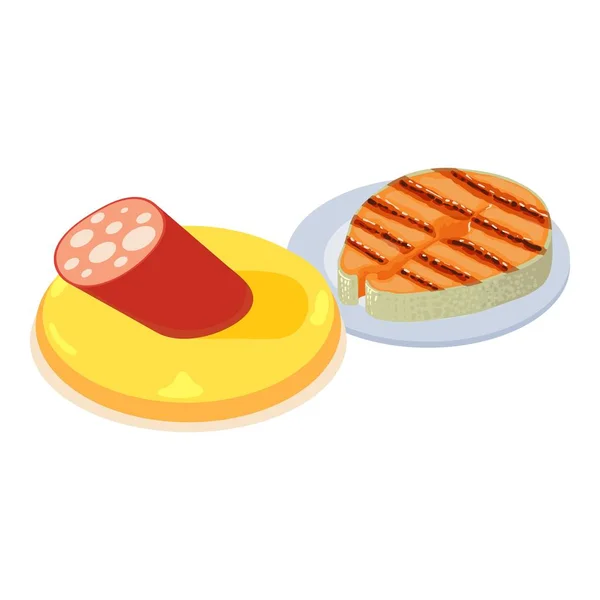 Grilled food icoon, isometrische stijl — Stockvector