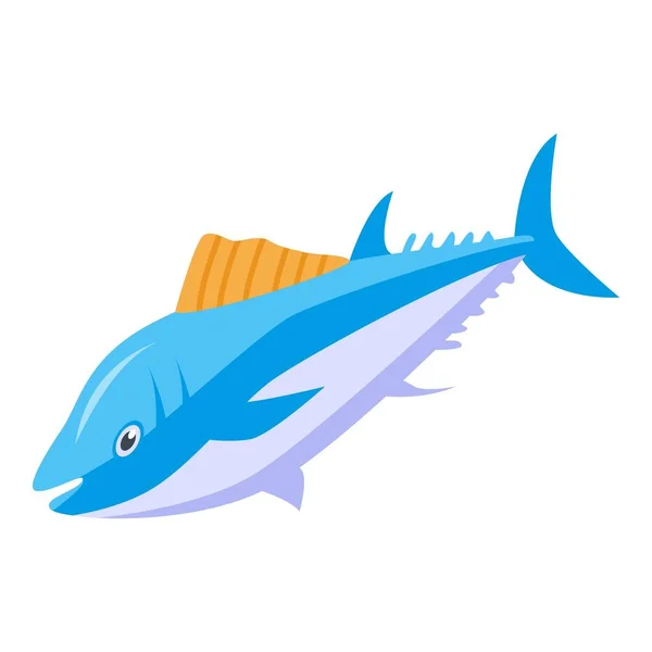 Ocean tuna fish icon, isometric style — Stock Vector