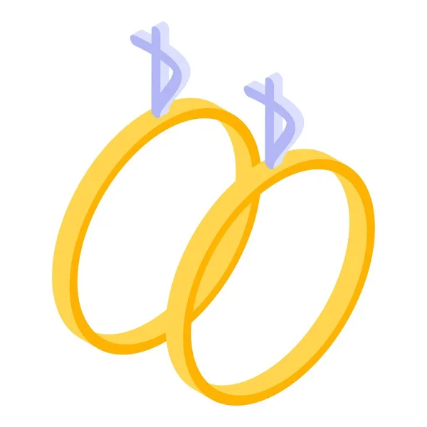 Coppia di anelli sposati icona, stile isometrico — Vettoriale Stock