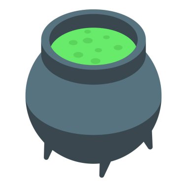 Potion cauldron icon, isometric style