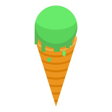 Kiwi ice cream icon, isometric style