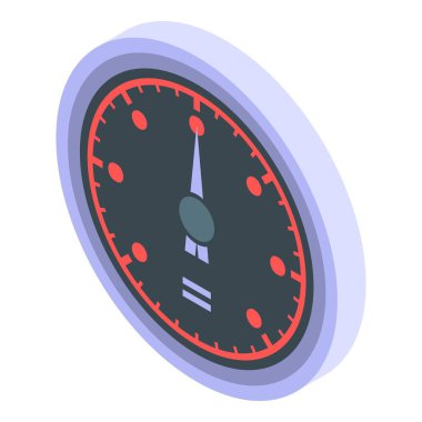 Red light speedometer icon, isometric style