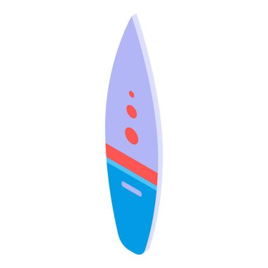 Beach surfboard icon, isometric style