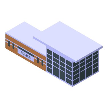 Police station icon, isometric style