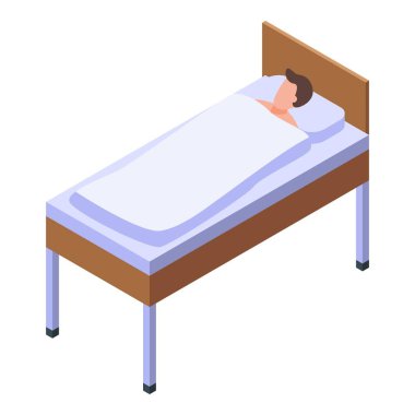 Hospital bed man icon, isometric style