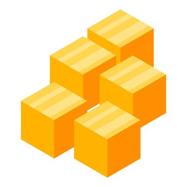 Cutted mango cubes icon, isometric style