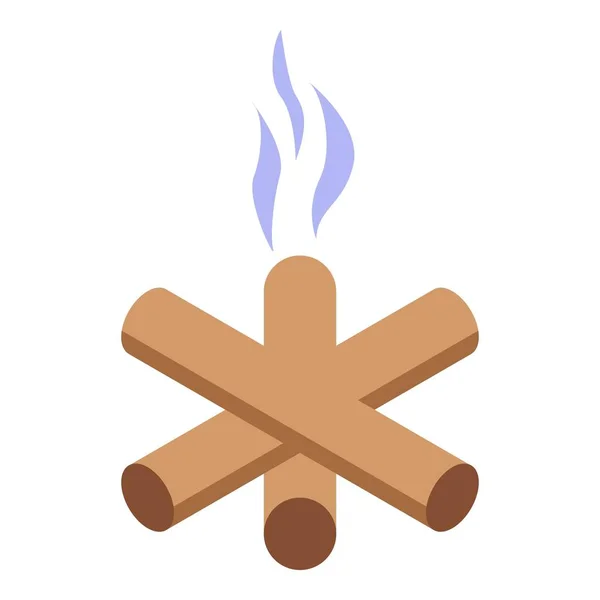 Burned campfire icon, isometric style — 图库矢量图片