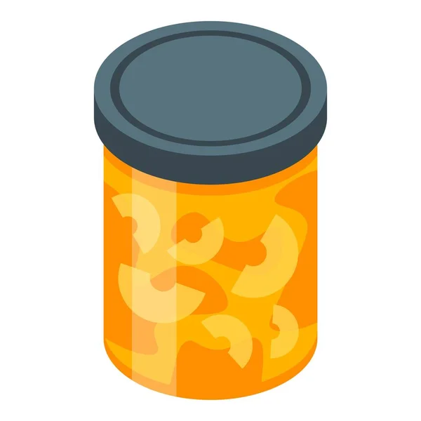 Icono de tarro de mermelada de melocotón, estilo isométrico — Vector de stock