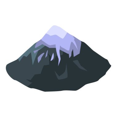 Hill volcano icon, isometric style