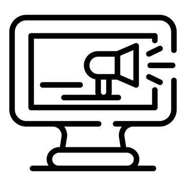 Monitor megaphone icon, outline style