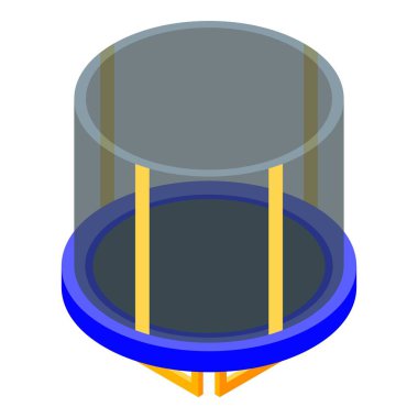 Protected trampoline icon, isometric style