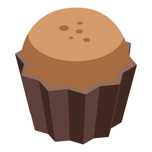 Cocoa cupcake icon, isometric style — ストックベクタ