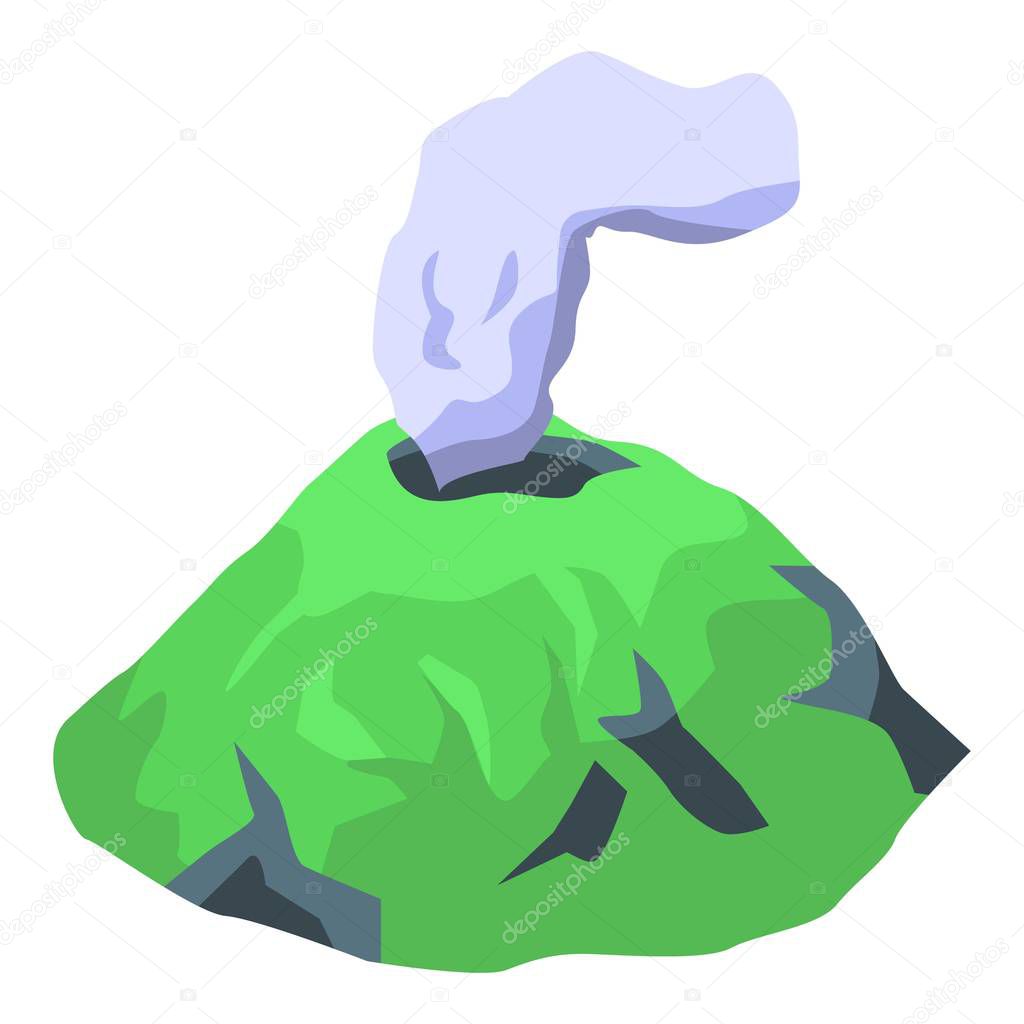 Smoking volcano icon, isometric style