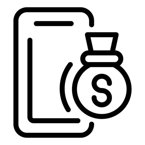 Smartphone money tax icon, outline style — Stock Vector