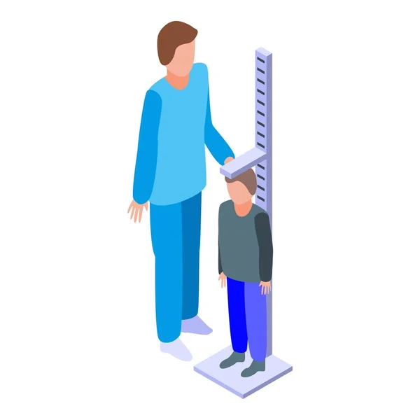 Εικόνα μέτρησης ύψους παιδίατρου, ισομετρικό ύφος — Διανυσματικό Αρχείο