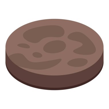 Brown burger bun icon, isometric style