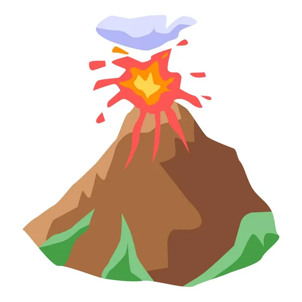 Vulkanausbruch Ikone, isometrischer Stil — Stockvektor