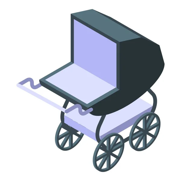 Retro baby kinderwagen icoon, isometrische stijl — Stockvector