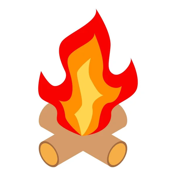 Táborový oheň ikona, izometrický styl — Stockový vektor