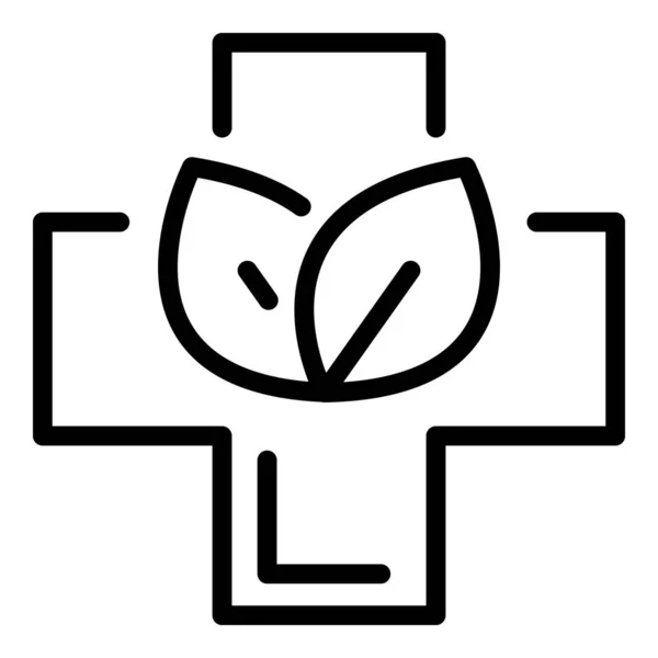 Kräutermedizin Cross-Symbol, Outline-Stil — Stockvektor