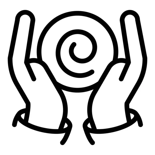 Hands hypnosis icon, outline style — 스톡 벡터