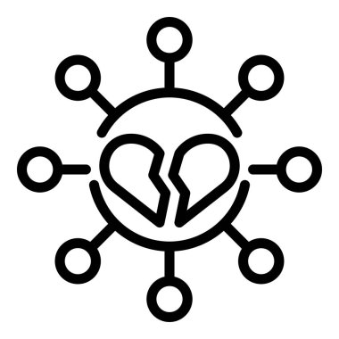 Broken divorce heart icon, outline style
