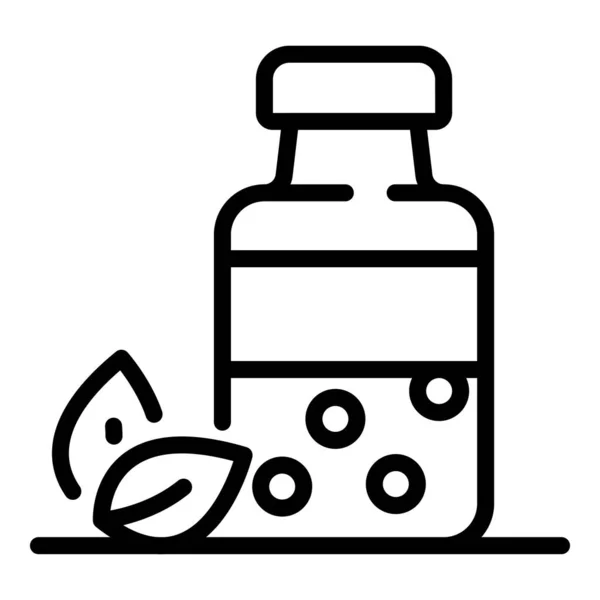 Herbal pill jar icon, outline style — 스톡 벡터