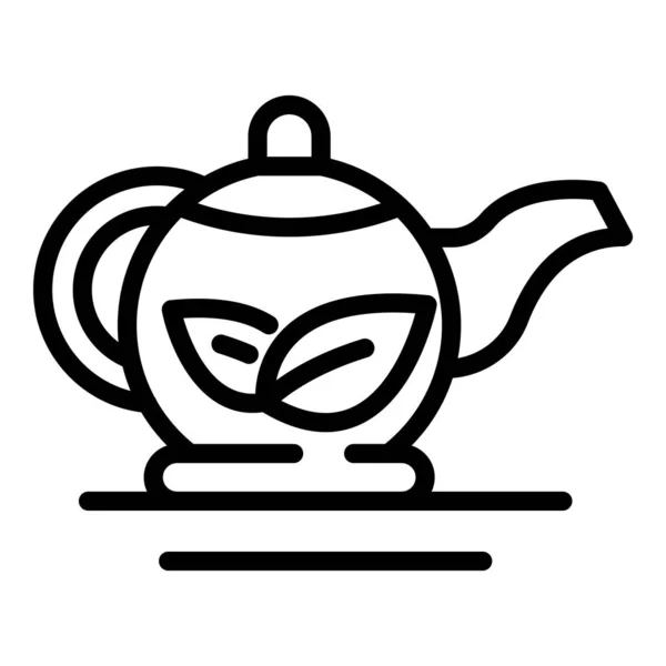 Icono de maceta de té de hierbas, estilo de esquema — Vector de stock