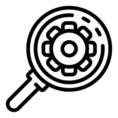 Magnifier service center icon, outline style