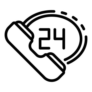 24 hour helpline icon, outline style