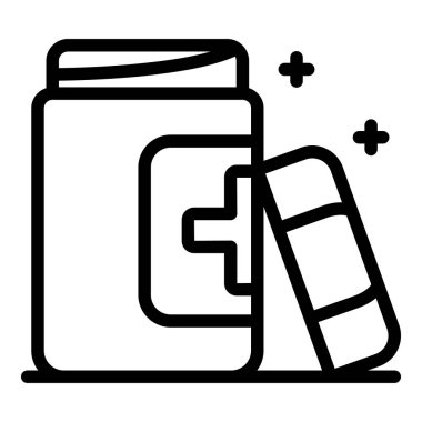 Medical pill jar icon, outline style