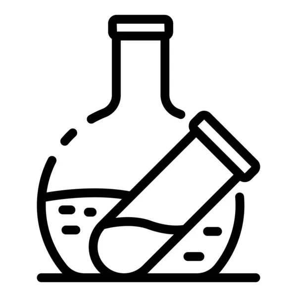 Icono de prueba de frasco de endocrinología, estilo de esquema — Vector de stock