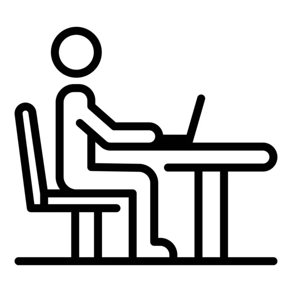 Strona główna laptop pracy ikona, zarys stylu — Wektor stockowy