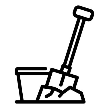 Construction shovel icon, outline style