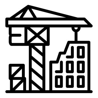 Construction crane working icon, outline style