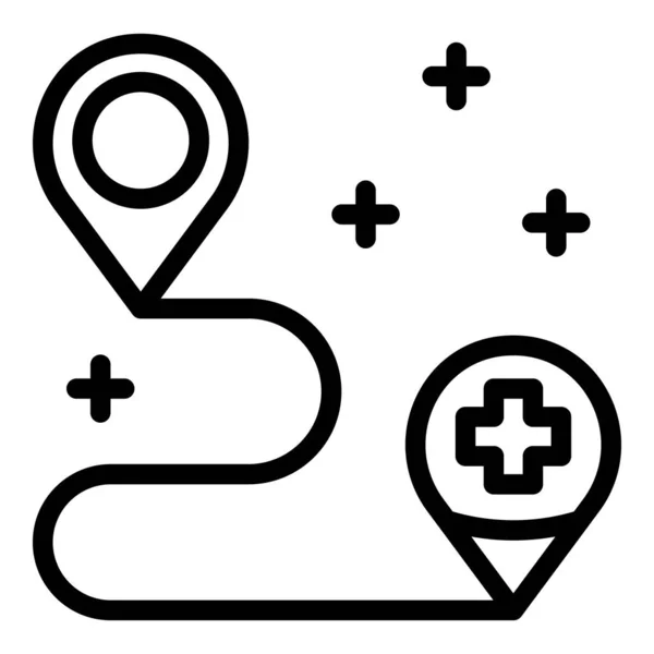 Private clinic map route icon, outline style — Stock Vector