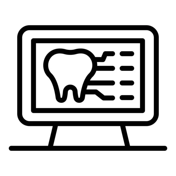 Tooth analyze monitor icon, outline style — Stok Vektör